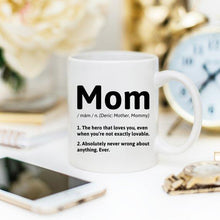 Load image into Gallery viewer, Mom Definition - 11oz White Ceramic Coffee Mug